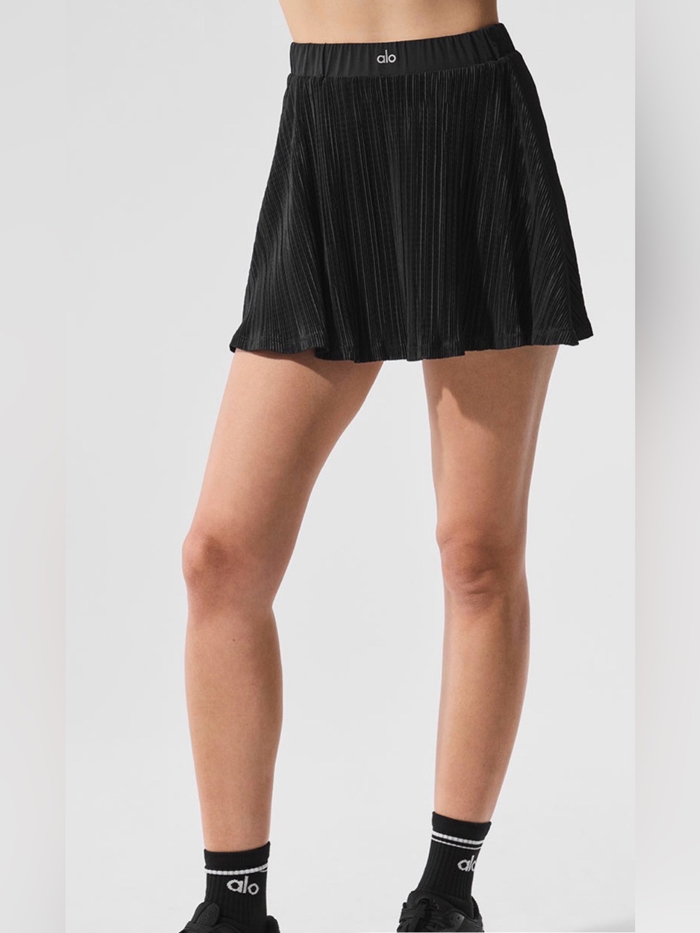 🆕Alo yoga Micro Plisse Tennis Skirt - Black Sz M